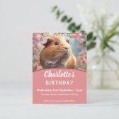 ギニアピッグ&さくらんぼブロッサムバースデーパーティー インビテーションポストカード (スタンド正面)