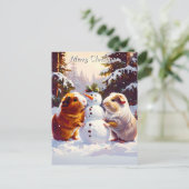 ギニアピッグ&雪だるまクリスマス シーズンポストカード (スタンド正面)