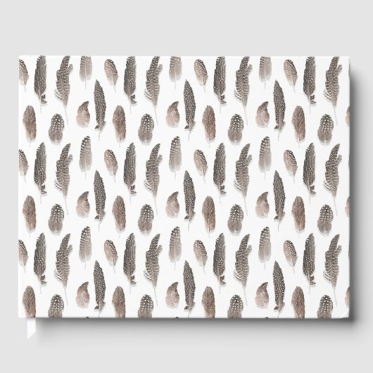 ギニアファームの鳥の羽のパターン ゲストブック (正面)