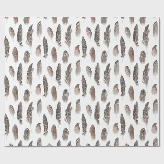 ギニアファームの鳥の羽のパターン ラッピングペーパー (フラット)