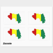 ギニア国旗の地図の形状シルエット 長方形シール (シート)