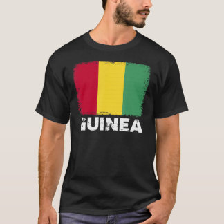 ギニア国旗の支援ギニア人と女性の男性 Tシャツ