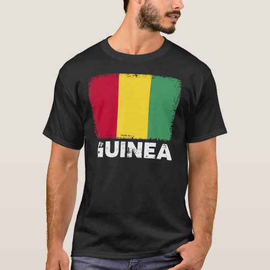 ギニア国旗の支援ギニア人と女性の男性 Tシャツ (正面)