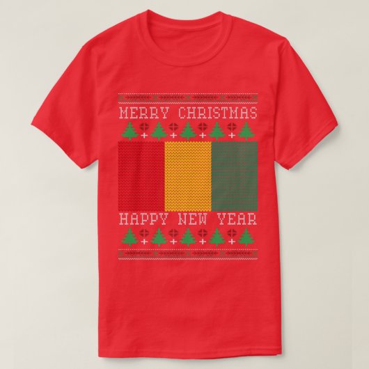 ギニア国旗の醜いクリスマス Tシャツ (デザイン正面)