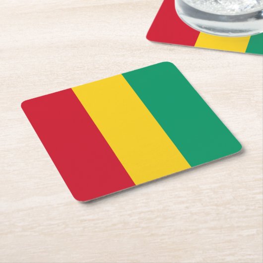 ギニア国旗 スクエアペーパーコースター (アングル)