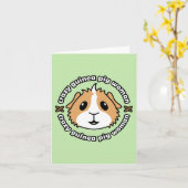 ギニア熱狂する豚の女性グリーティングカード カード (黄色い花)