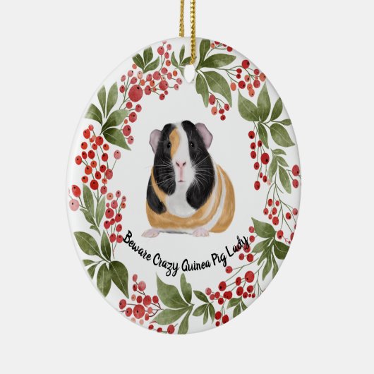 ギニア熱狂する豚の女性モルモットに注意 セラミックオーナメント (右)