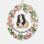 ギニア熱狂する豚の女性モルモットに注意 セラミックオーナメント (左)