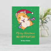 ギニア豚おもしろい冬ホリデーメリークリスマス シーズンカード (スタンド正面)