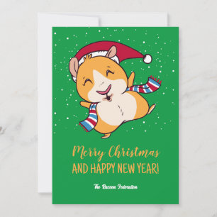 ギニア豚おもしろい冬ホリデーメリークリスマス シーズンカード