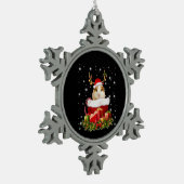 ギニア豚の贈り物 |メリークリスマスギニアピグ スノーフレークピューターオーナメント (左)