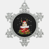 ギニア豚の贈り物 |メリークリスマスギニアピグ スノーフレークピューターオーナメント (正面)