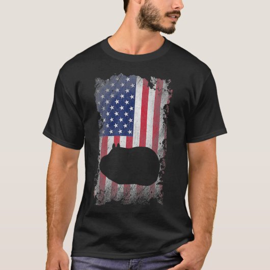 ギニア豚アメリカ誇りを持った国旗USAパトリオットギニア Tシャツ (正面)