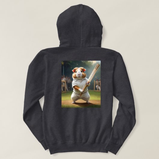 ギニア豚クリケット帽：白い服を着た パーカ (デザイン裏面)