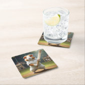 ギニア豚クリケット：白い服 スクエアペーパーコースター (インサイチュ)