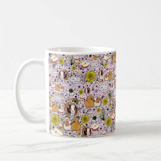 ギニア豚マグカップinピンク コーヒーマグカップ (左)
