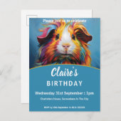 ギニア鮮やか豚の誕生日パーティー インビテーションポストカード (正面/裏面)