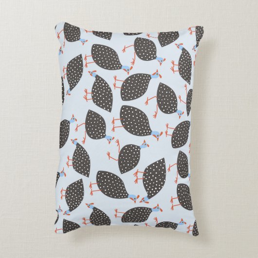 ギニア鳥かわいい鳥のパターン アクセントクッション (裏面(縦))