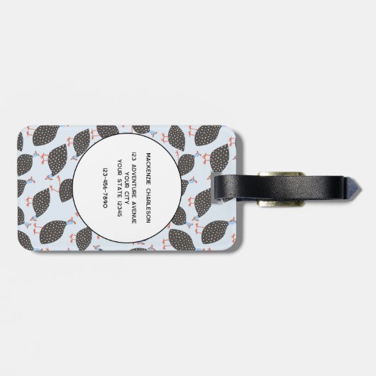 ギニア鳥かわいい鳥パターン名前をカスタムする ラゲッジタグ (裏面横)