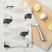 ギニア鳥の鳥のパターン幾何学的 キッチンタオル (四つ折り)
