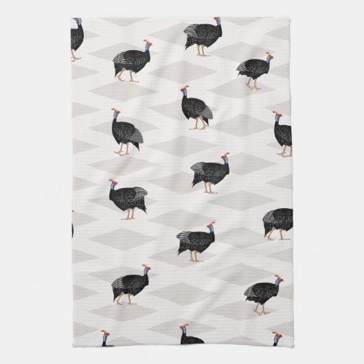 ギニア鳥の鳥のパターン幾何学的 キッチンタオル (縦)