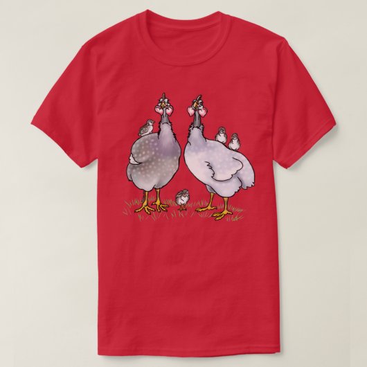 ギニア鳥ファミリー Tシャツ (デザイン正面)