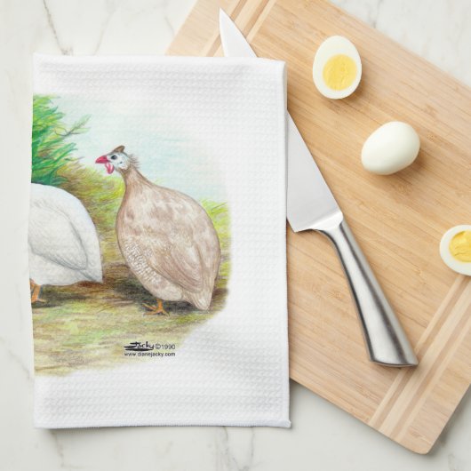 ギニア鳥 キッチンタオル (四つ折り)