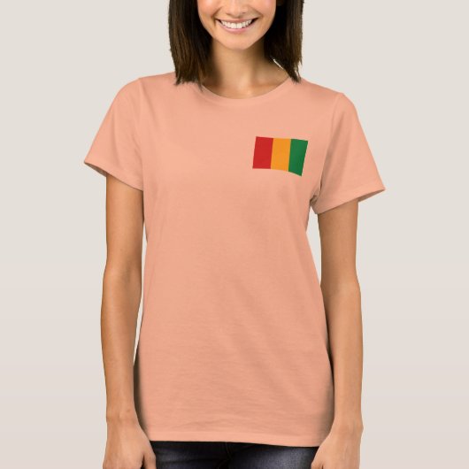 ギニア・コナクリの国旗と地図Tシャツ Tシャツ (正面)