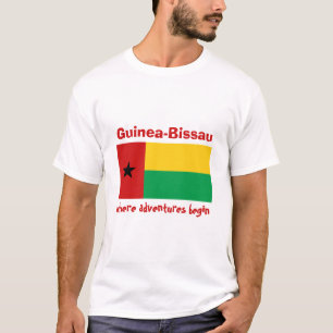 ギニア-ビサウの旗 + 地図 + 文字のTシャツ Tシャツ