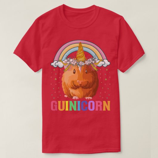 ギニコンおもしろいユニコーンのユニコーンの衣装でモルモット愛 Tシャツ (デザイン正面)