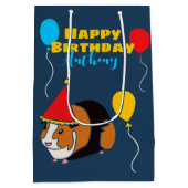 ギニパーソナライズされたンピグ誕生日 ミディアムペーパーバッグ (裏面)