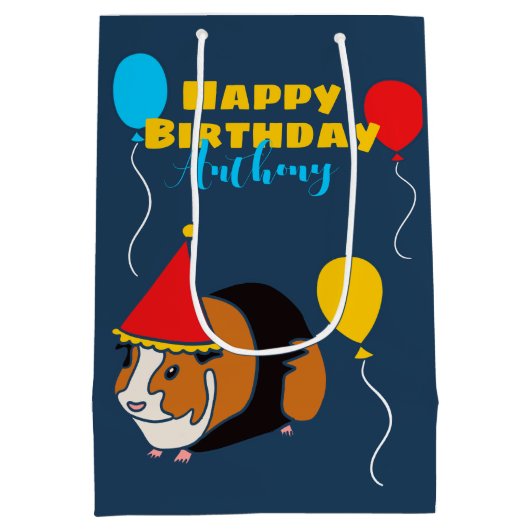 ギニパーソナライズされたンピグ誕生日 ミディアムペーパーバッグ (裏面)