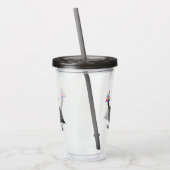 ギニーおもしろいフクロウの鳥のイラストレーション アクリルタンブラー (左)