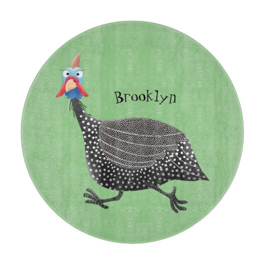 ギニーおもしろいフクロウの鳥のイラストレーション カッティングボード (正面)