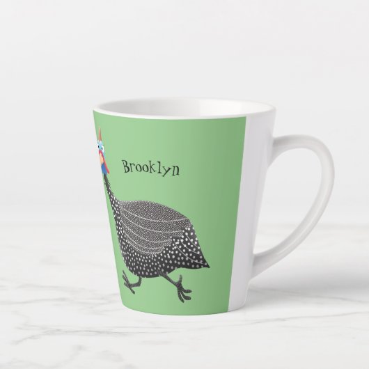 ギニーおもしろいフクロウの鳥のイラストレーション カフェラテマグ (右)