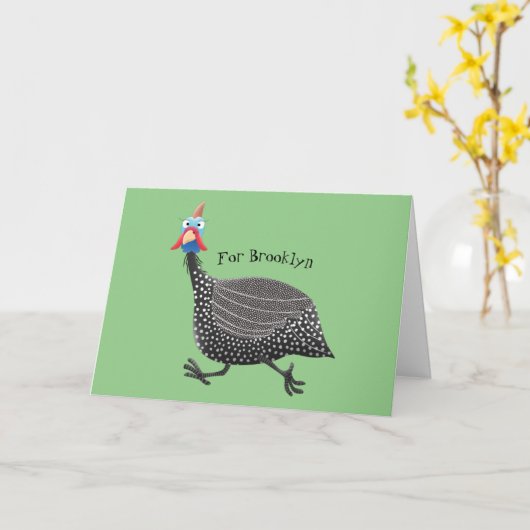 ギニーおもしろいフクロウの鳥のイラストレーション カード (黄色い花)