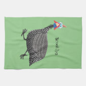 ギニーおもしろいフクロウの鳥のイラストレーション キッチンタオル (横)