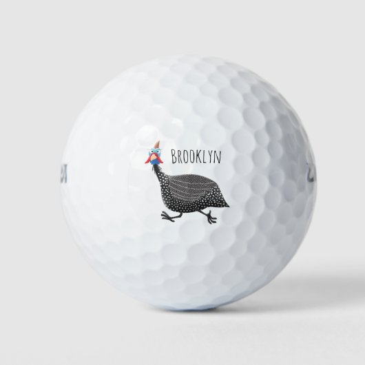 ギニーおもしろいフクロウの鳥のイラストレーション ゴルフボール (正面)