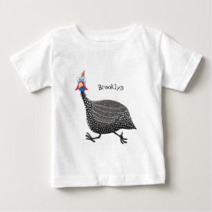 ギニーおもしろいフクロウの鳥のイラストレーション ベビーTシャツ