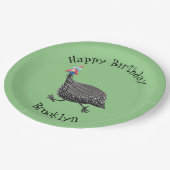 ギニーおもしろいフクロウの鳥のイラストレーション ペーパープレート (アングル)