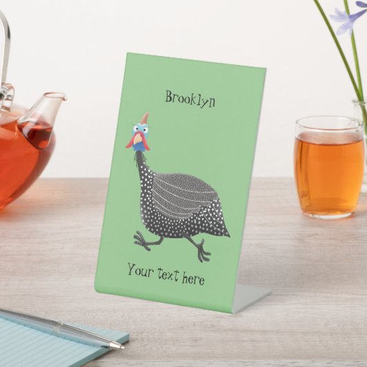 ギニーおもしろいフクロウの鳥のイラストレーション 台座サイン (インサイチュ)