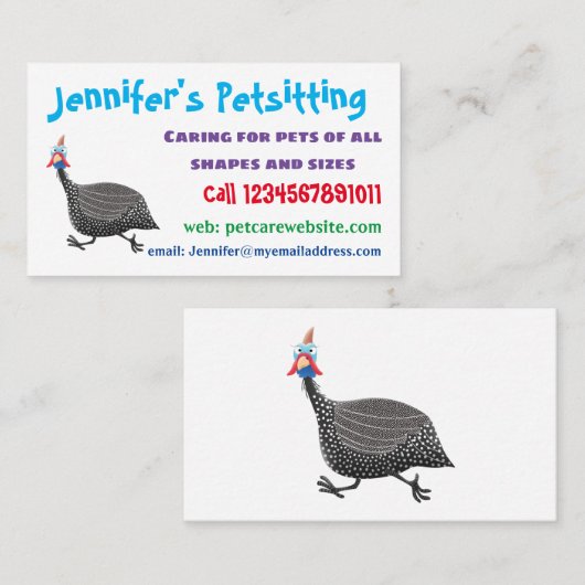 ギニーおもしろいフクロウの鳥のイラストレーション 名刺 (正面/裏面)