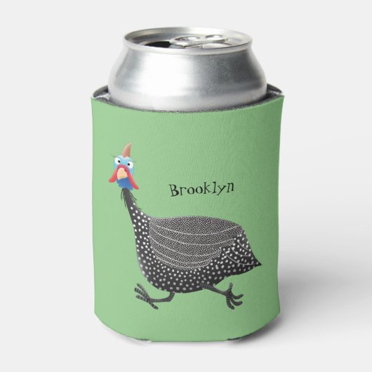 ギニーおもしろいフクロウの鳥のイラストレーション 缶クーラー (缶正面)