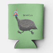 ギニーおもしろいフクロウの鳥のイラストレーション 缶クーラー (正面)
