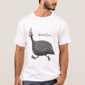 ギニーおもしろいフクロウの鳥のイラストレーション Tシャツ (正面)