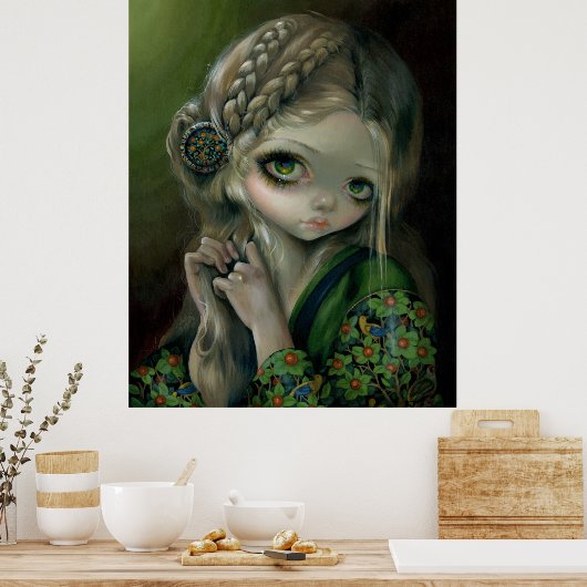 ギニーは緑の目をしたアートプリントジャスミン・ベケット –  ポスター (キッチン)