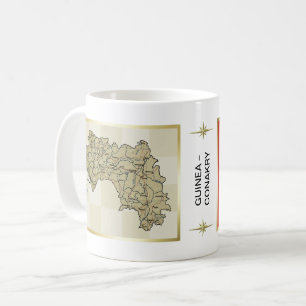 ギニーコナクリの旗 + 地図のマグ コーヒーマグカップ