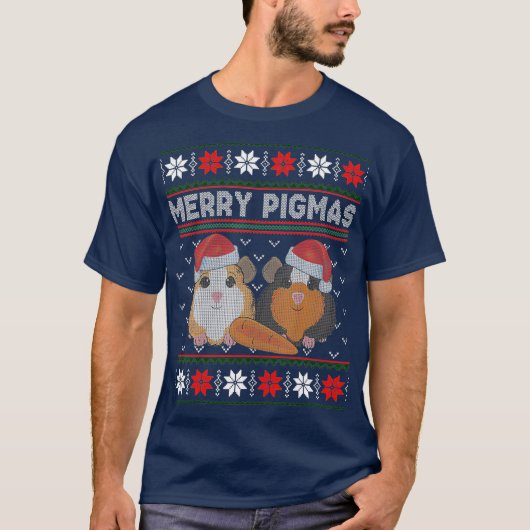 ギニーピグクリスマスメリーピグマスブリーセーター Tシャツ (正面)
