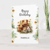 ギニーブピグマリゴールド花パーソナライズされた誕生日 カード (正面)