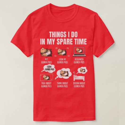 ギニー豚の暇な時にやること Tシャツ (デザイン正面)